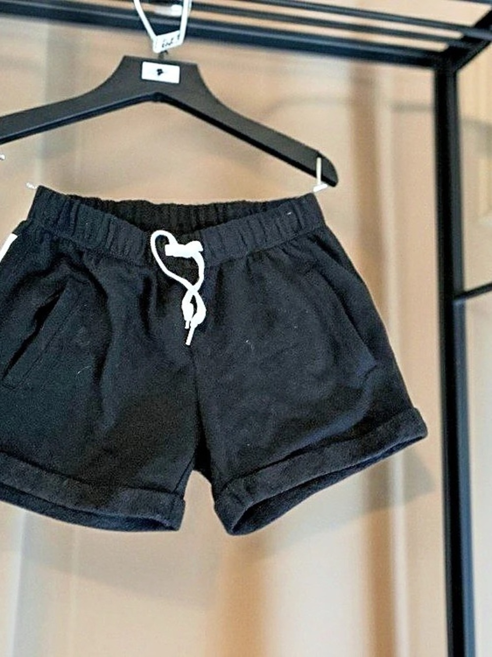 Victoria's Secret PINK Campus Fleece Roll-Down Shorts Black XS